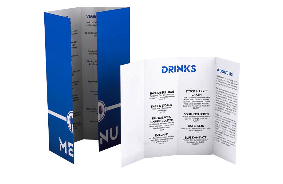 Menù a scheda, con 2 pieghe a finestra