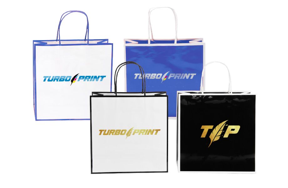 Shopper di carta laminate con impressione a caldo