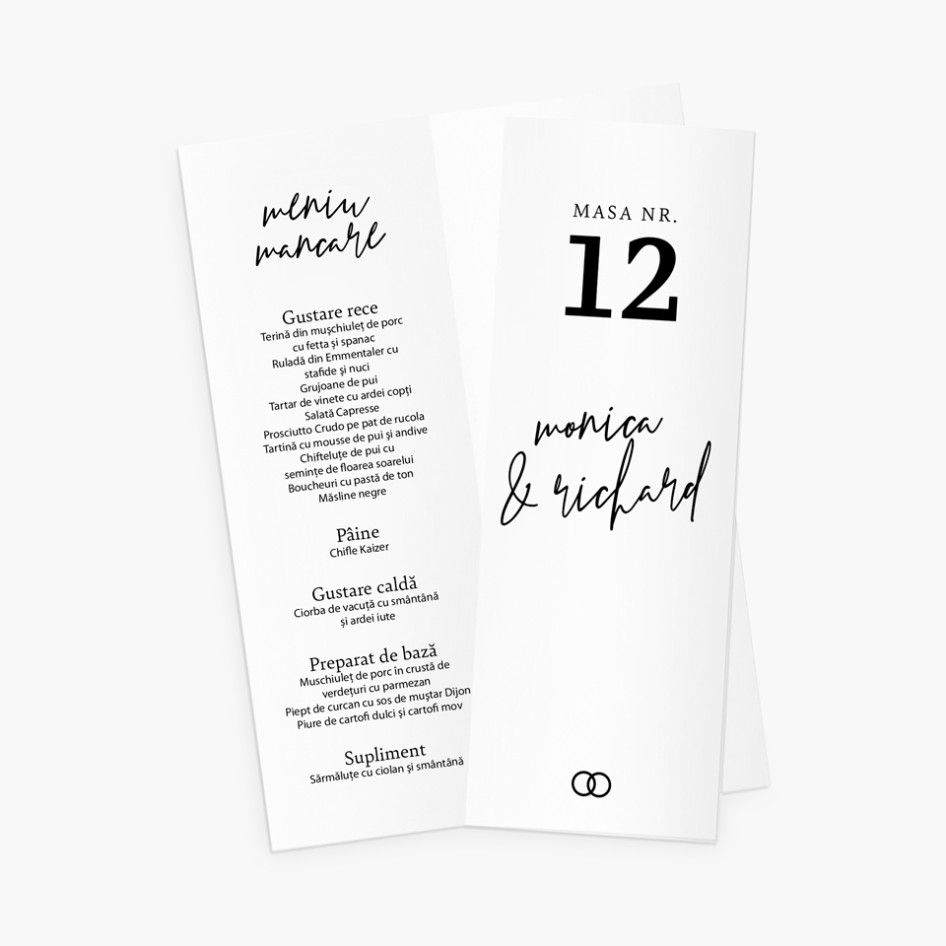 Meniu de nuntă tăiat atipic