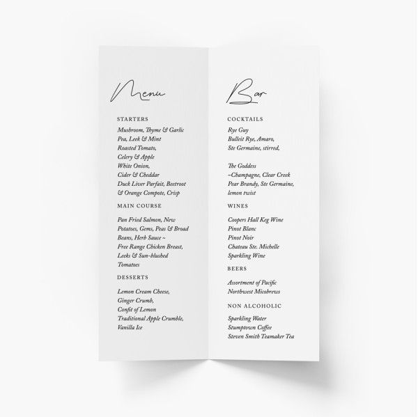 DESIGN - Meniu de nuntă