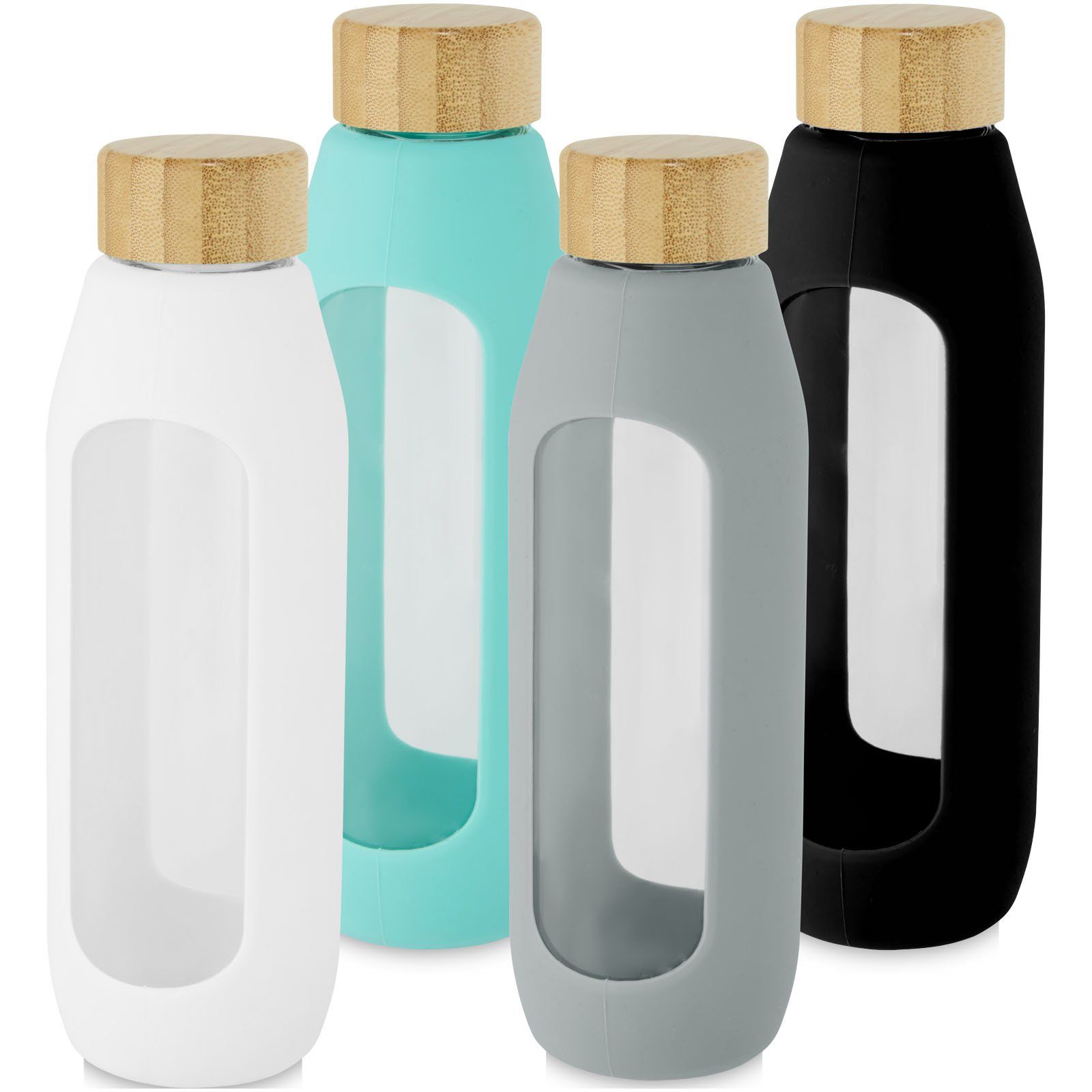 Borraccia in vetro borosilicato da 600 ml con impugnatura in silicone Tidan
