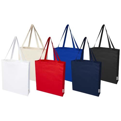 Tote bag a soffietto in cotone riciclato certificato GRS da 140 g/m² Madras - 12L