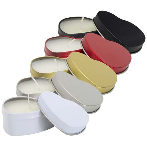 Candela in scatola di latta a forma di cuore all'aroma di vaniglia Blissful