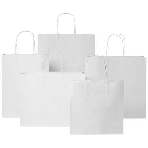 Shopper in carta kraft da 120g/m2 con manici intrecciati - 31 x 12 x 31 cm
