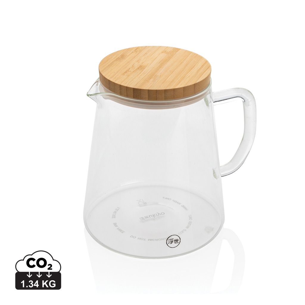 Caraffa in vetro borosilicato 1,2L Ukiyo con tappo in bambù