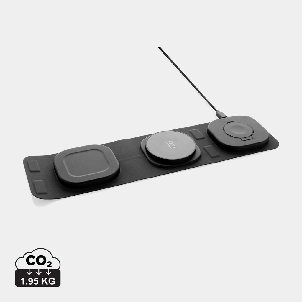 Caricatore wireless 15W 3 in 1 Swiss Peak in rPlastica