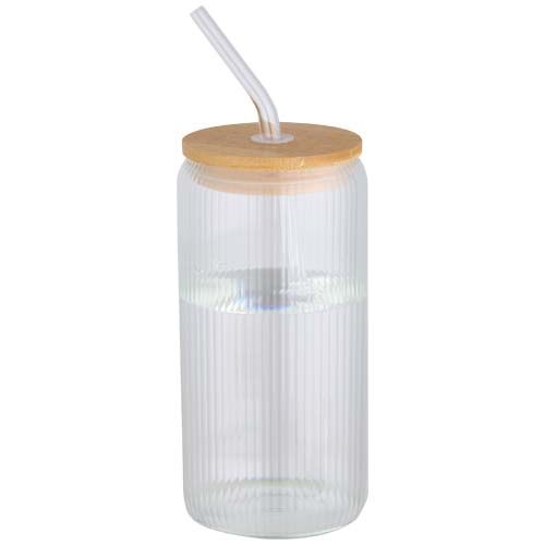 Contenitore a parete singola in vetro borosilicato con coperchio in bambù da 500 ml Mirage