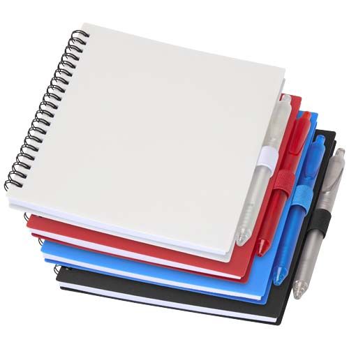 Set di blocco note con copertina morbida in plastica riciclata e penna a sfera (inchiostro blu) Niove