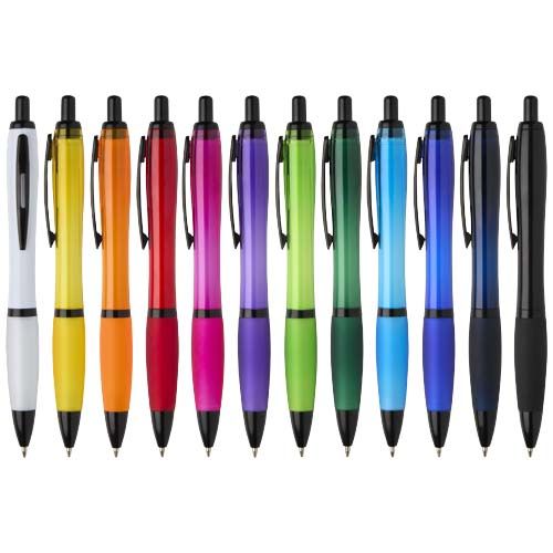 Penna a sfera in plastica riciclata con finiture nere (inchiostro nero) Nash