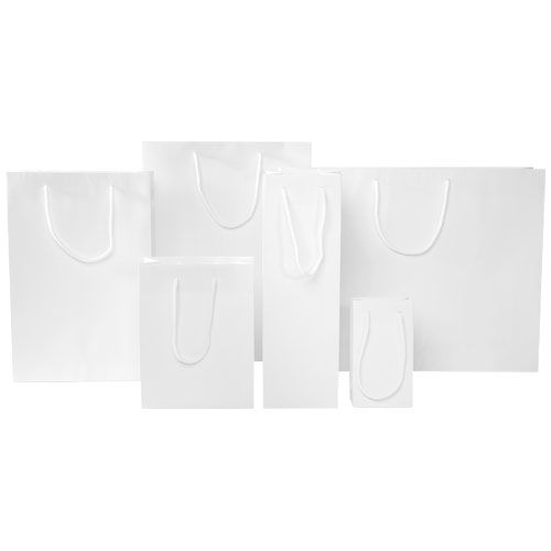 Sacchetto in carta integra da 170 g/m2 realizzato a mano con manici in cordino di plastica - 18 x 9 x 23 cm