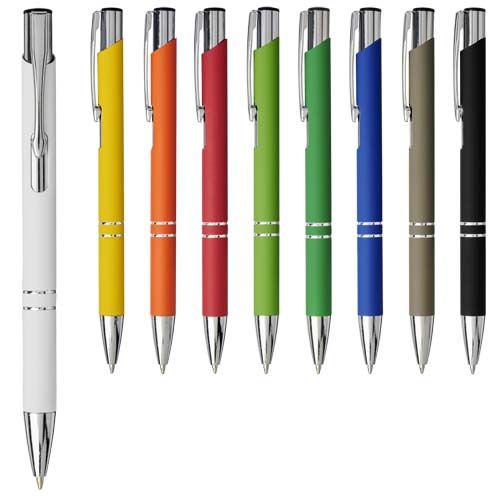 Penna a sfera a scatto Moneta soft touch (inchiostro nero)