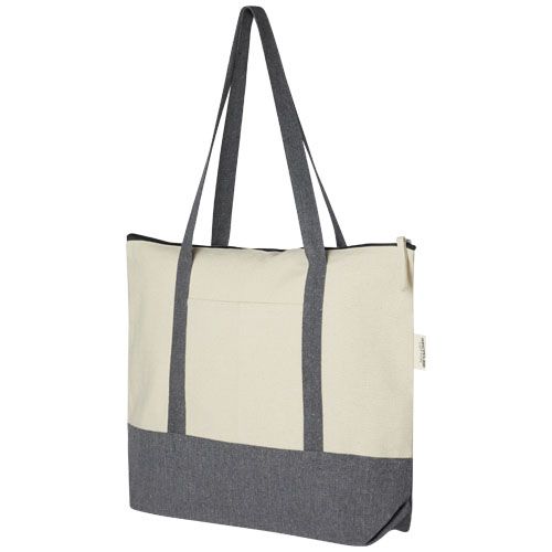 Tote bag in cotone riciclato da 320 g/m² con zip Repose - 10L