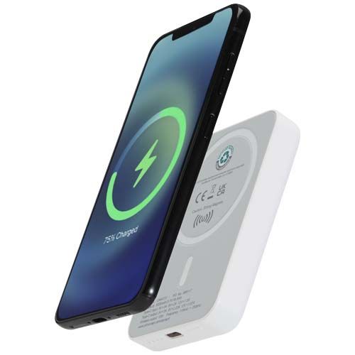 Power bank magnetico wireless da 5.000 mAh e 15 W con 20 W PD in plastica riciclata Acrab