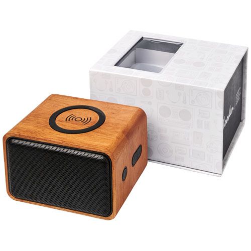 Altoparlante Wooden con base di ricarica wireless da 3 W