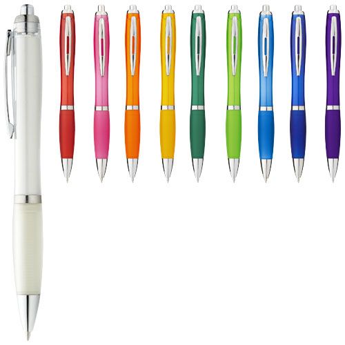 Penna a sfera con fusto e impugnatura colorati Nash (inchiostro blu)