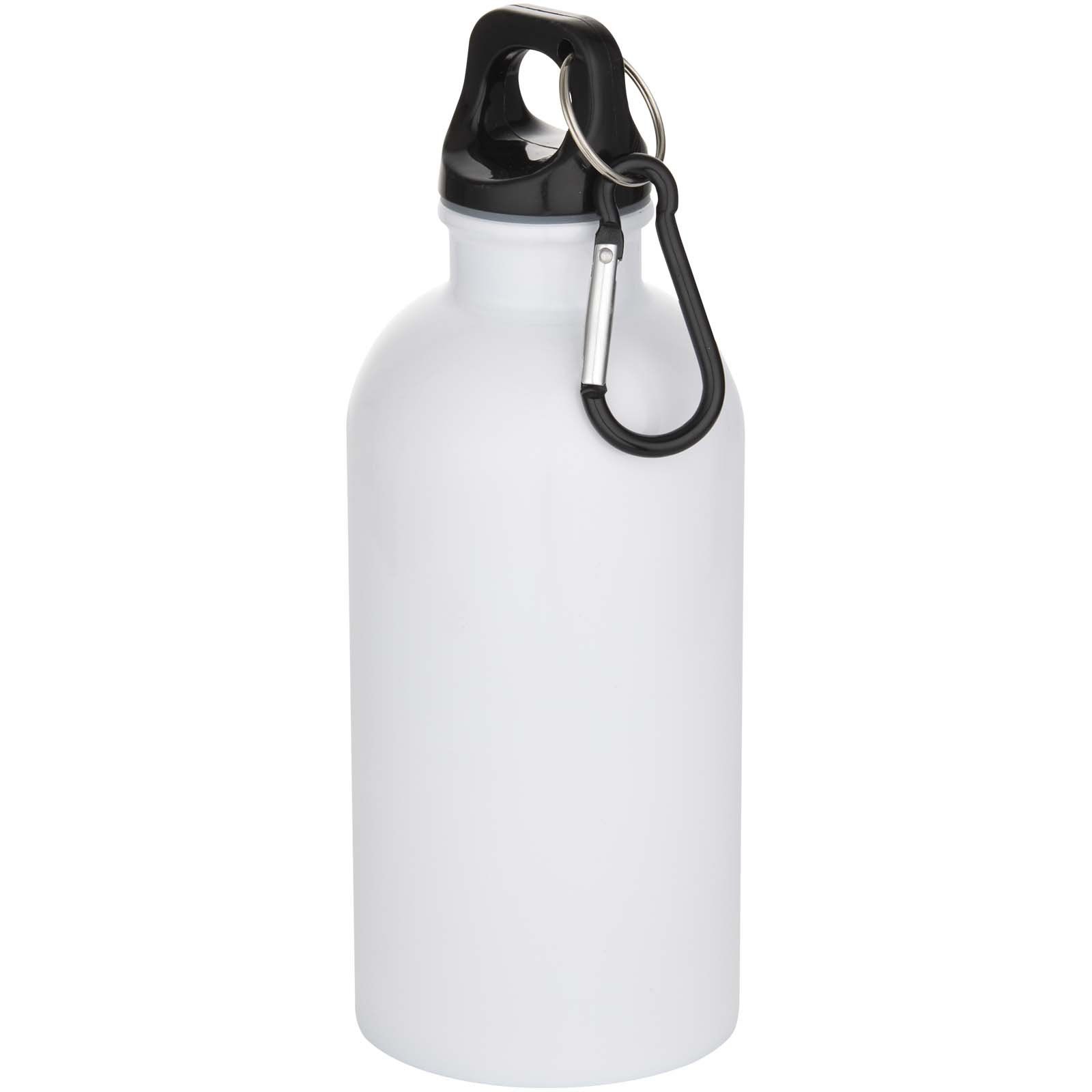 Borraccia da 400 ml in acciaio inossidabile certificato RCS a parete singola adatta per stampa a sublimazione con moschettone Oregon