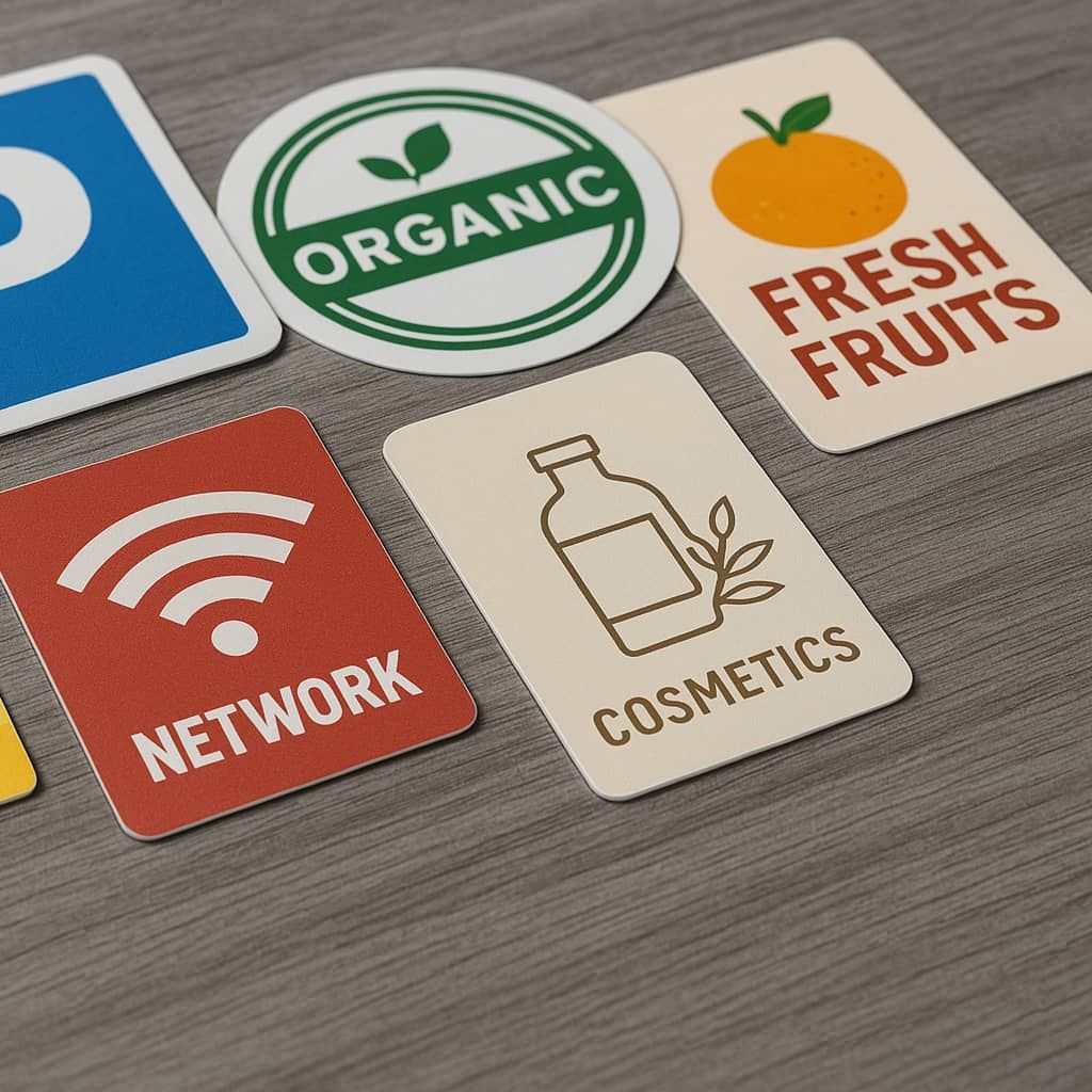 Etichette adesive in PVC quadrate e rettangolari