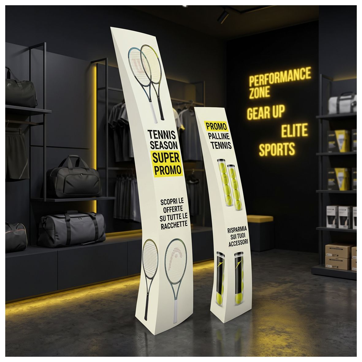 Totem Vela in cartone – Espositore pubblicitario curvo e personalizzabile