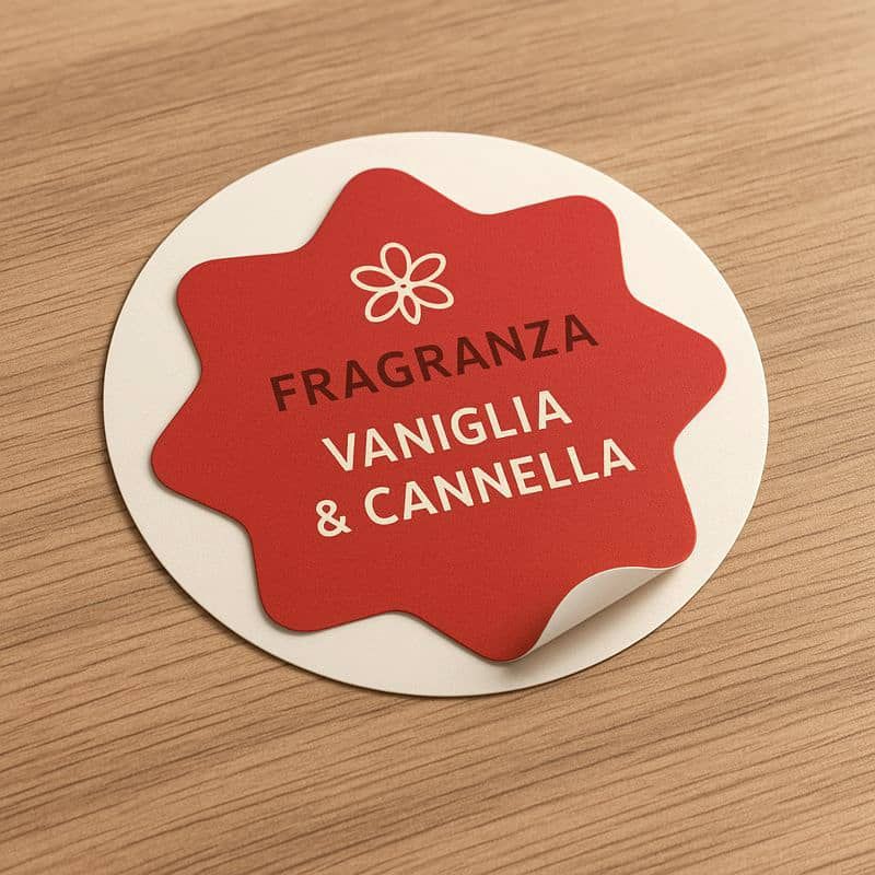 Etichette adesive in PVC irregolari con mezzo taglio