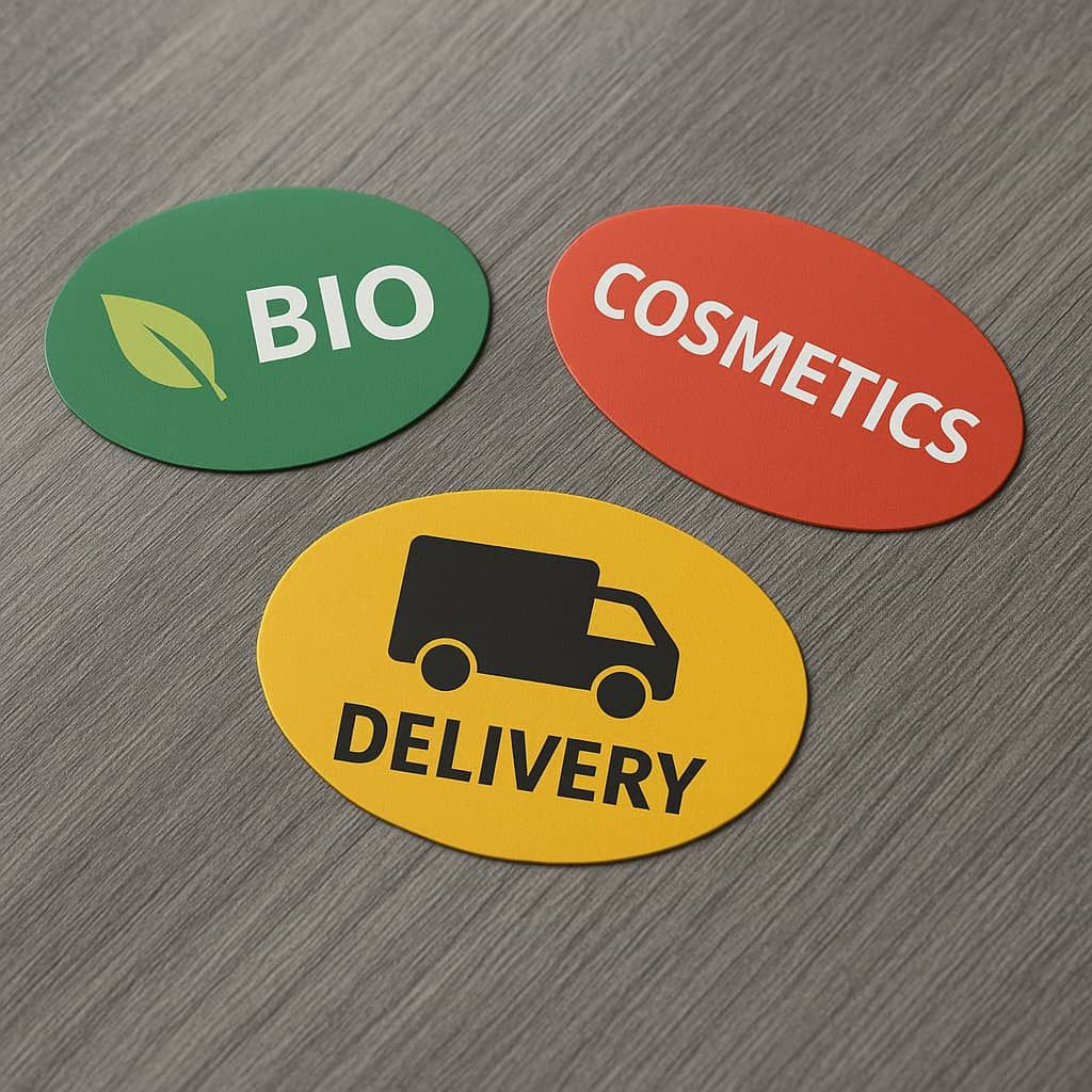 Etichette adesive in PVC ellittiche