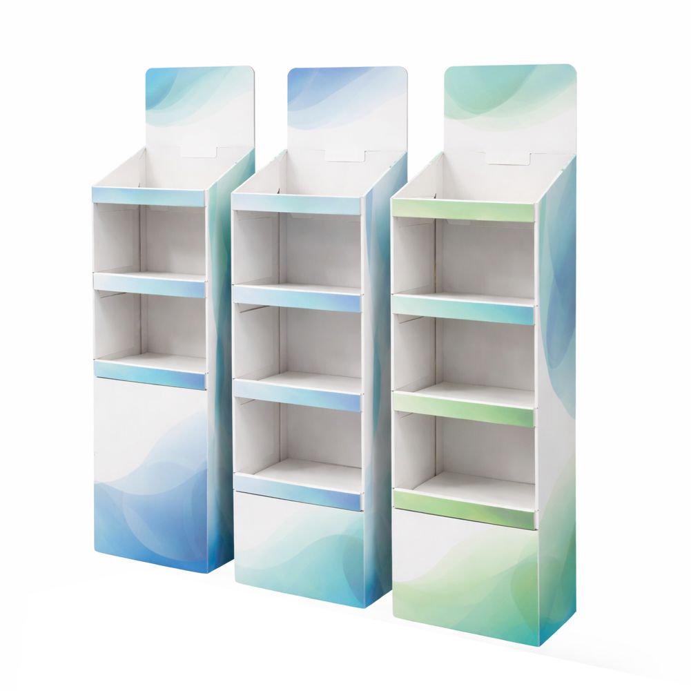 Espositore da terra in cartone a ripiani | Stella