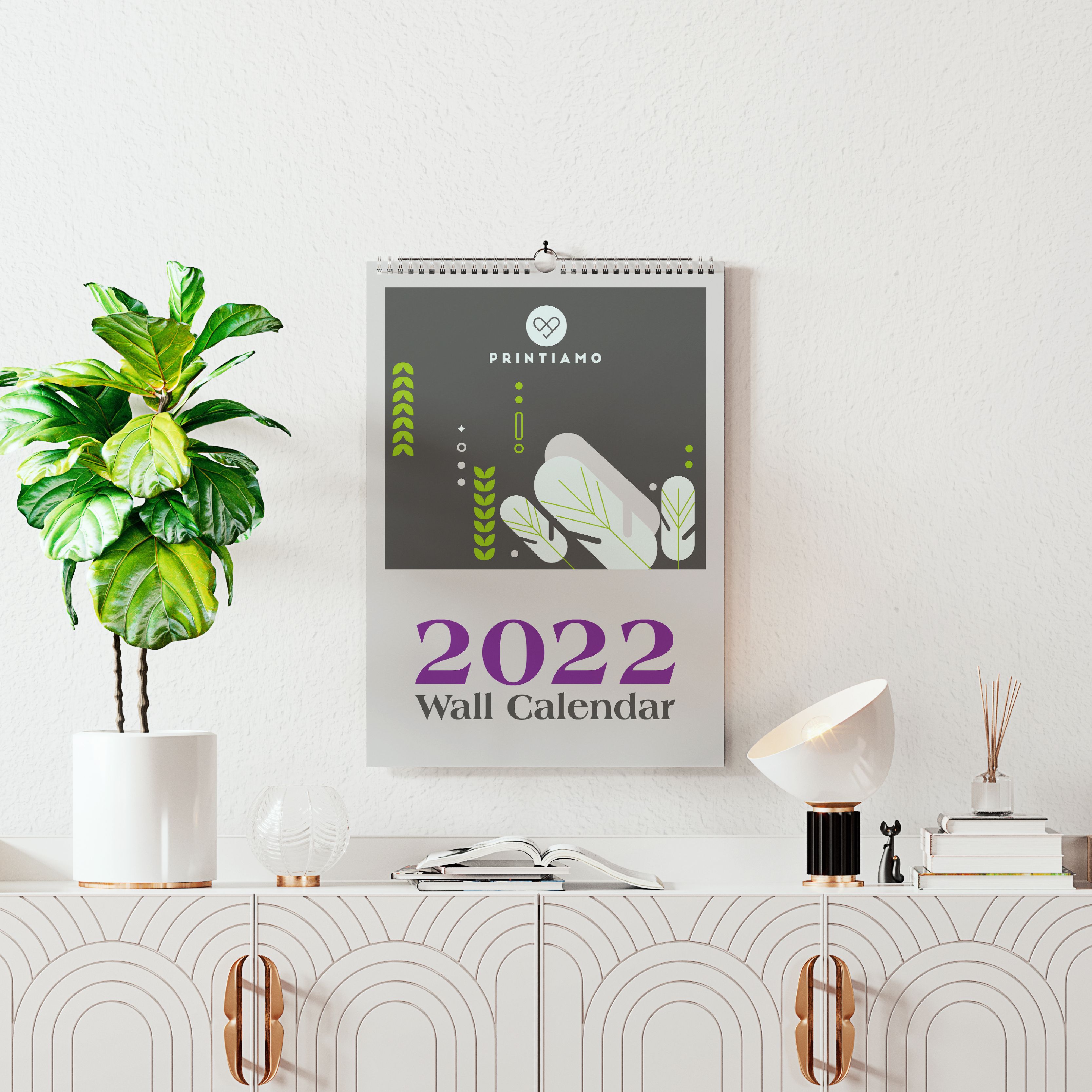 Wall calendar with spiral