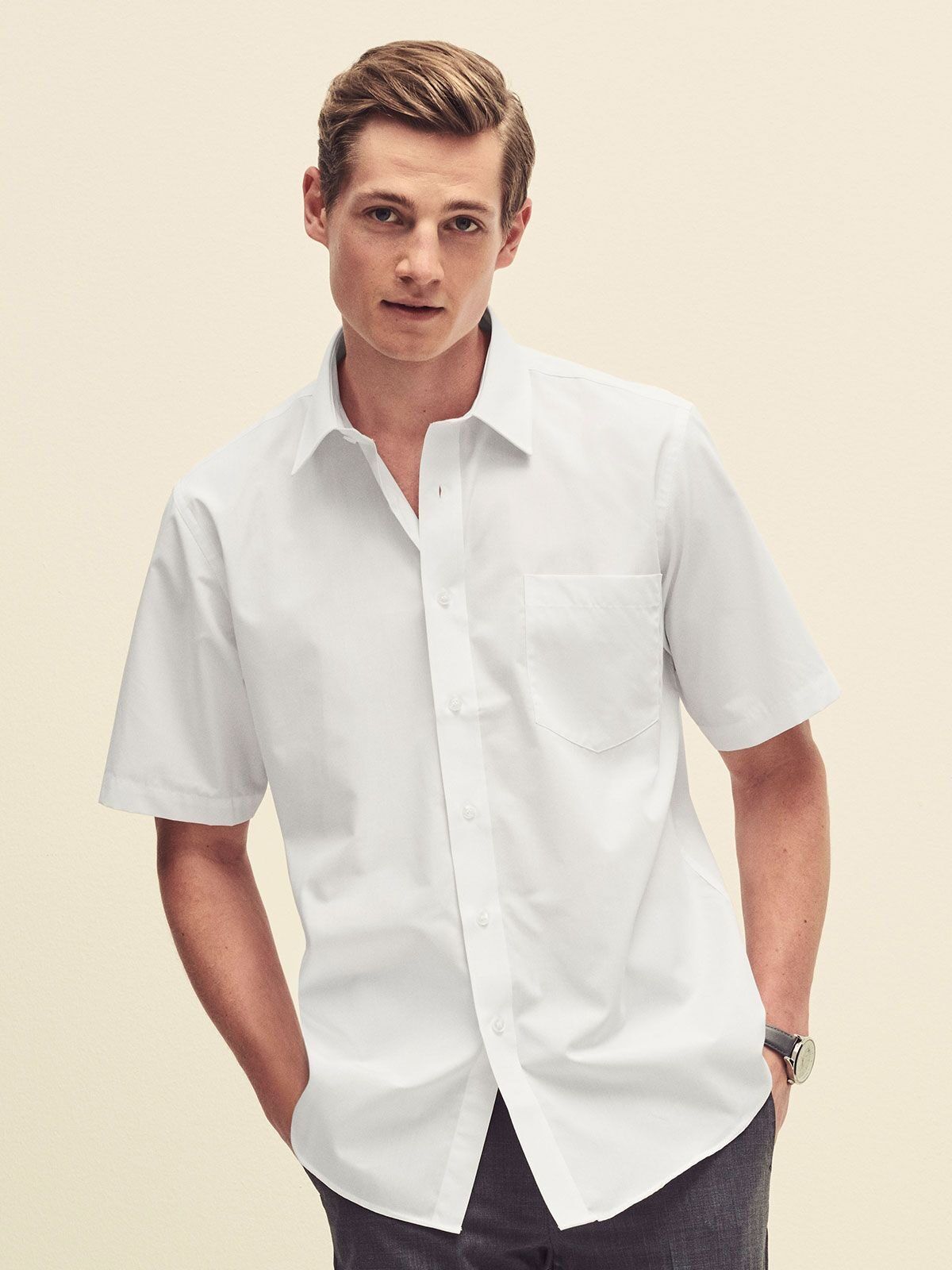 Poplin Shirt Short Sleeve - Fruit of the Loom