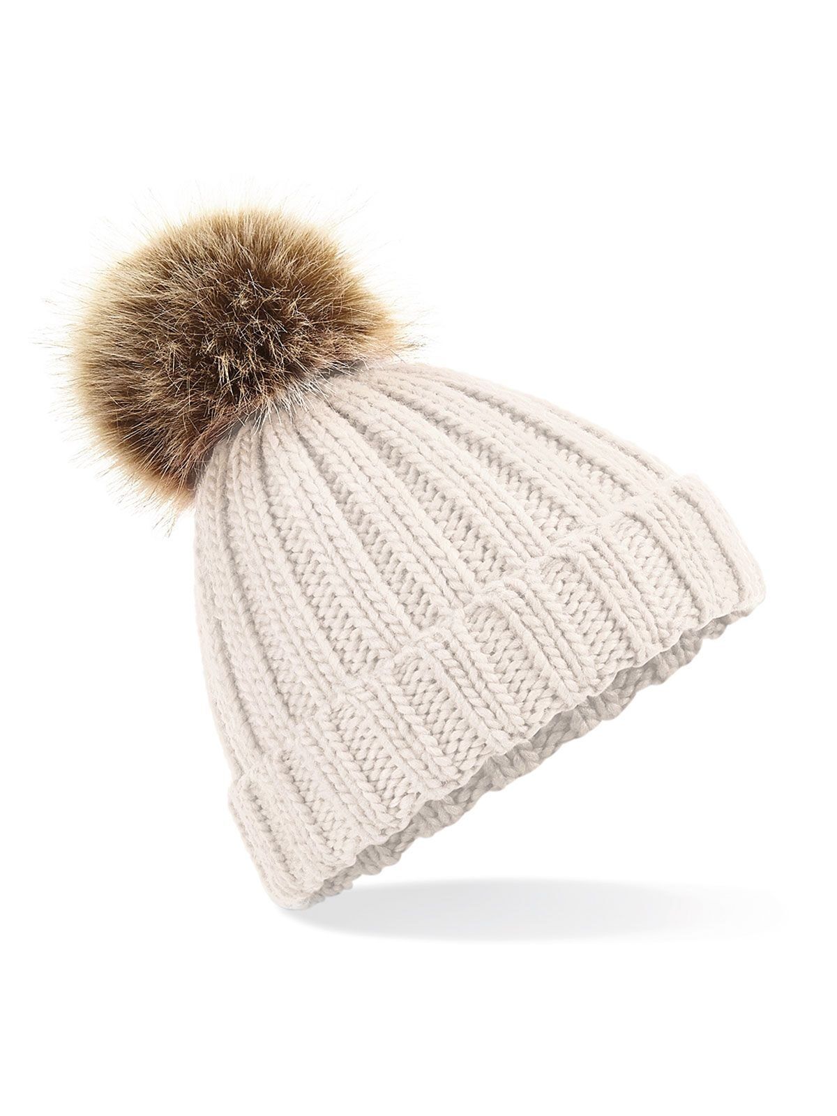 Junior Fur Pom Pom Chunky Beanie - Beechfield
