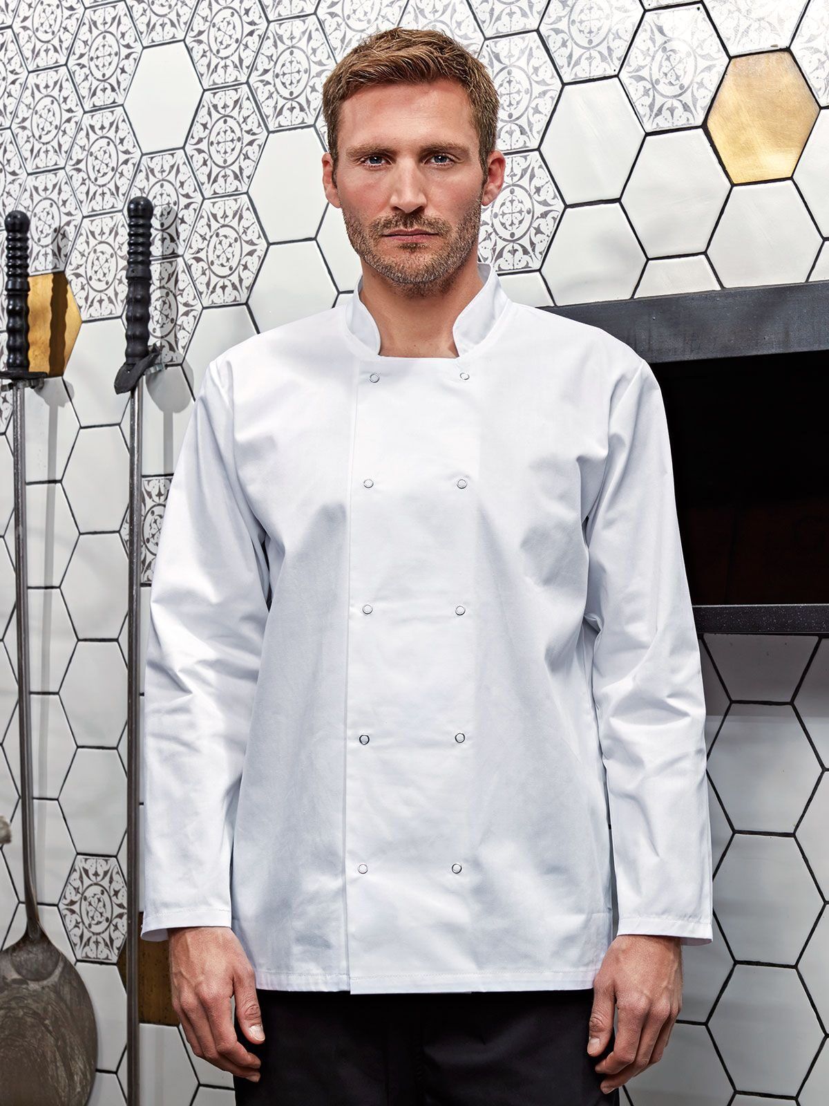 Long Sleeve Press Stud Chef''s Jacket - Premier