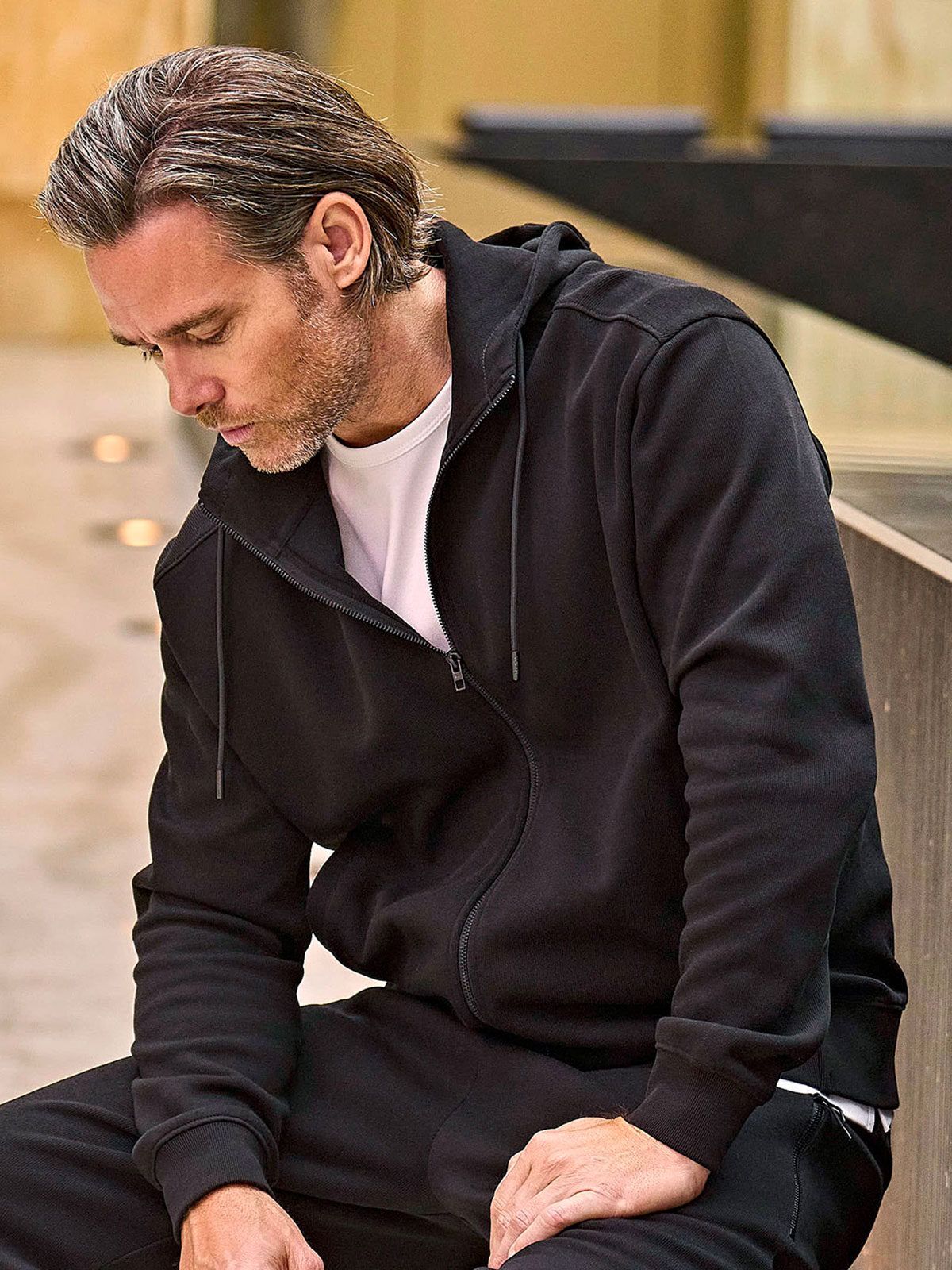 Ribbed Interlock Hooded Full Zip - Tee Jays