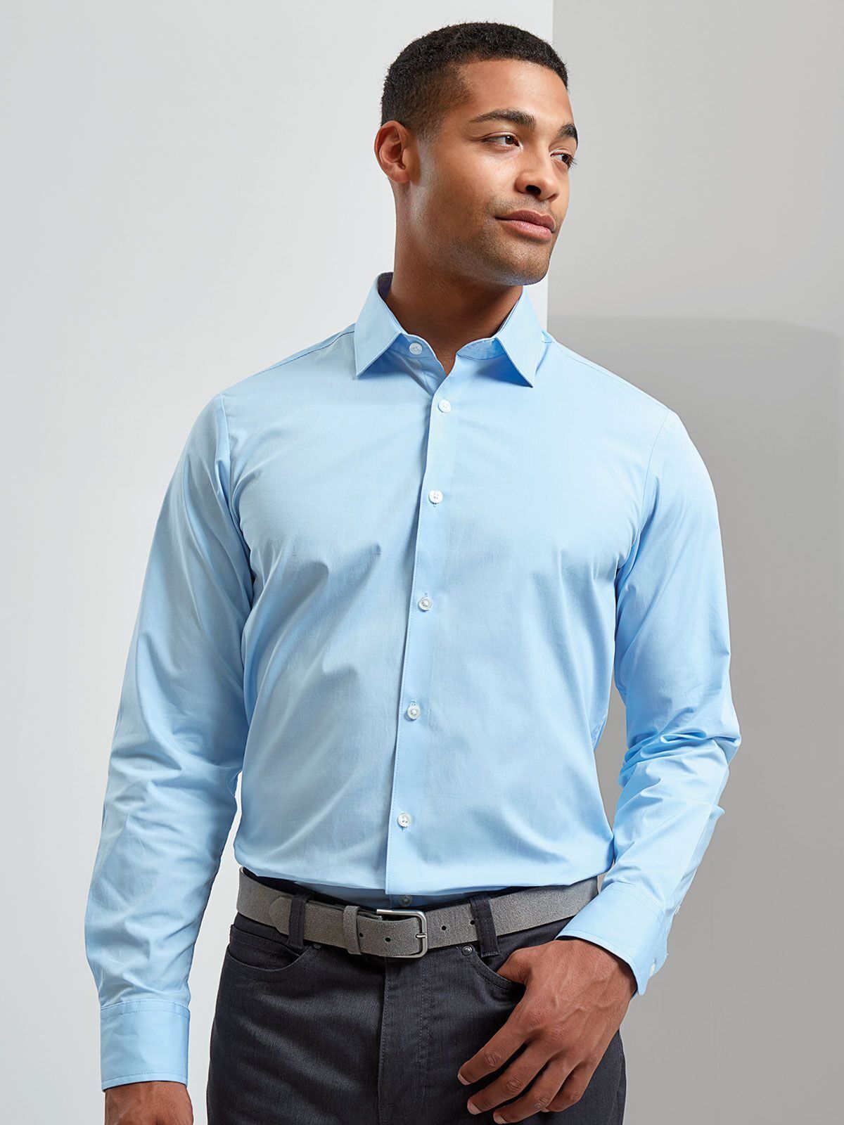 Men's Stretch Fit Cotton Poplin Long Sleeve Shirt - Premier
