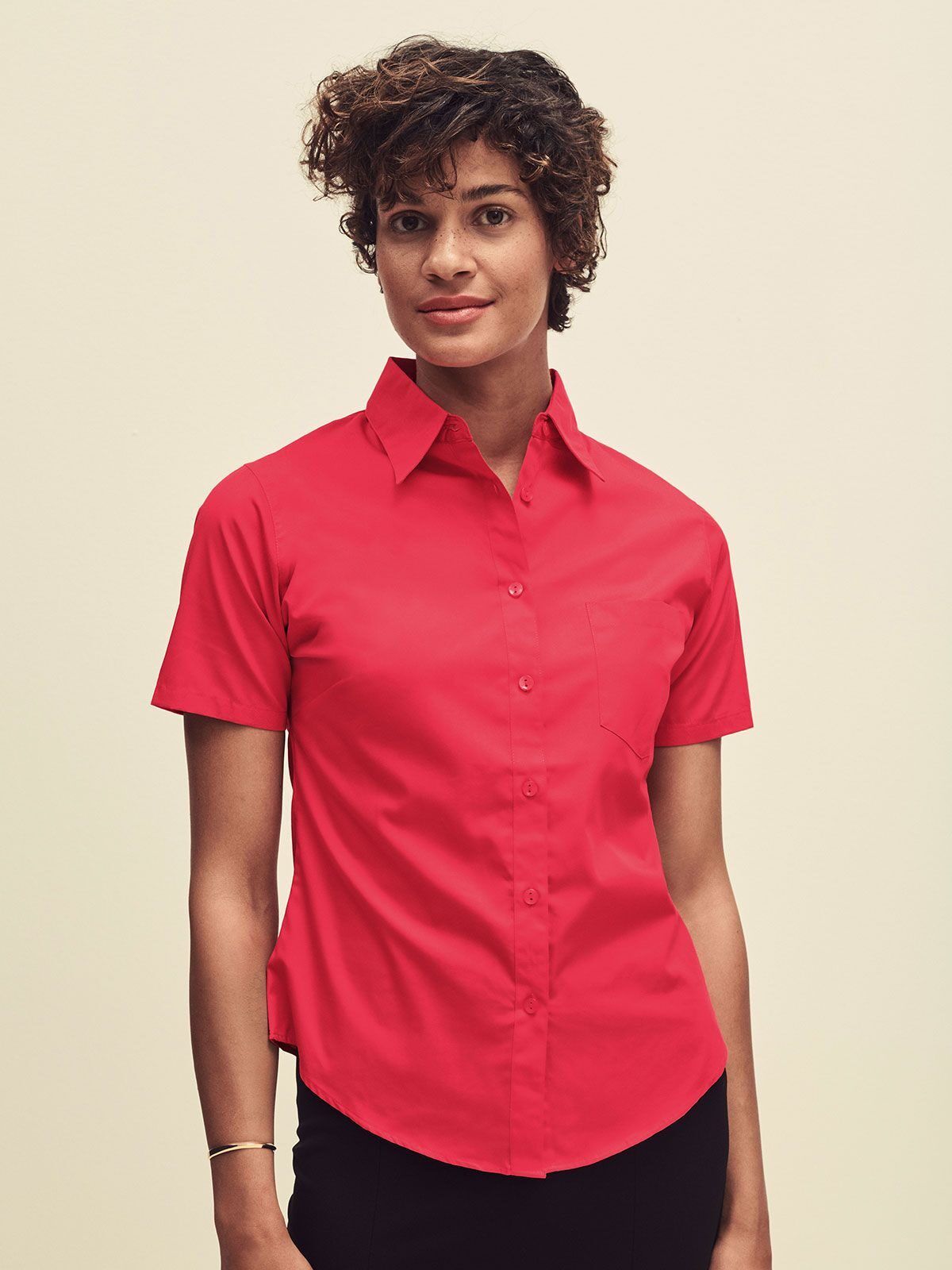 Ladies Poplin Shirt Short Sleeve - Fruit of the Loom