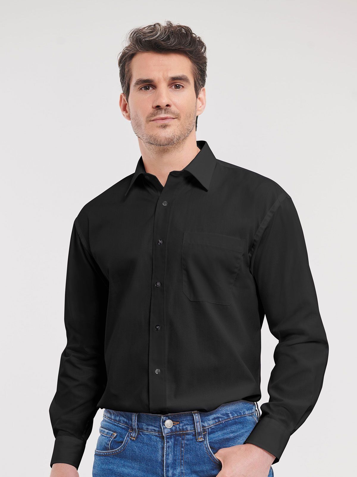 Men's Long Sleeve Pure Cotton Poplin Shirt - Russell