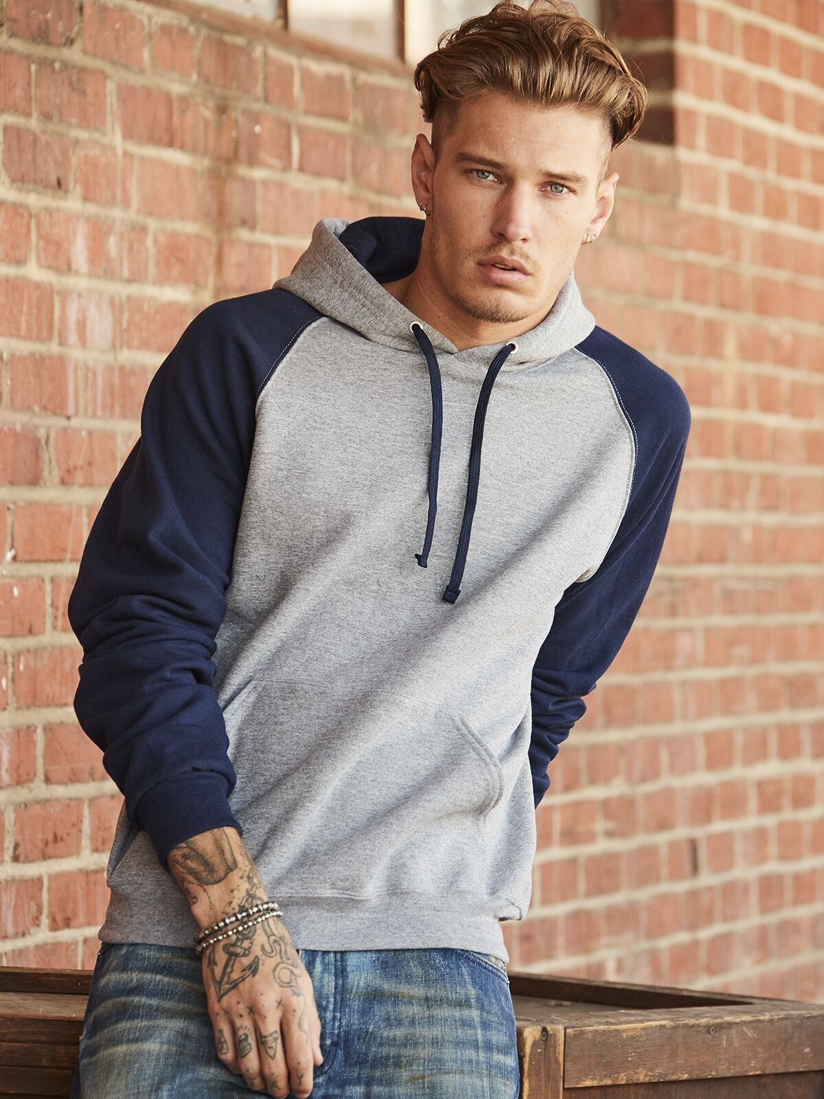 NuBlend Colour Block Raglan Hooded Sweatshirt - Jerzees