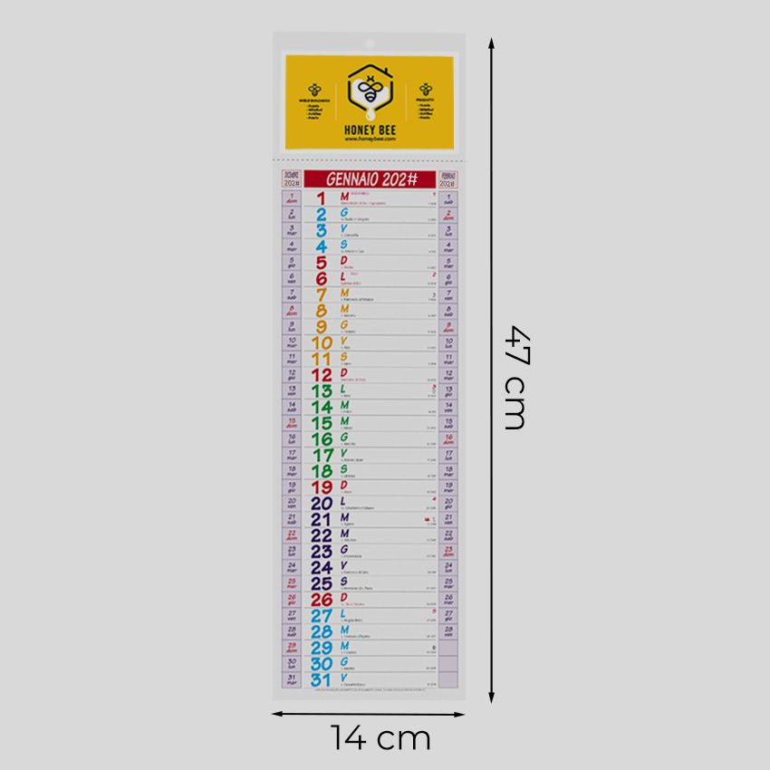 Calendario olandese da parete 14x47 - 12 fogli