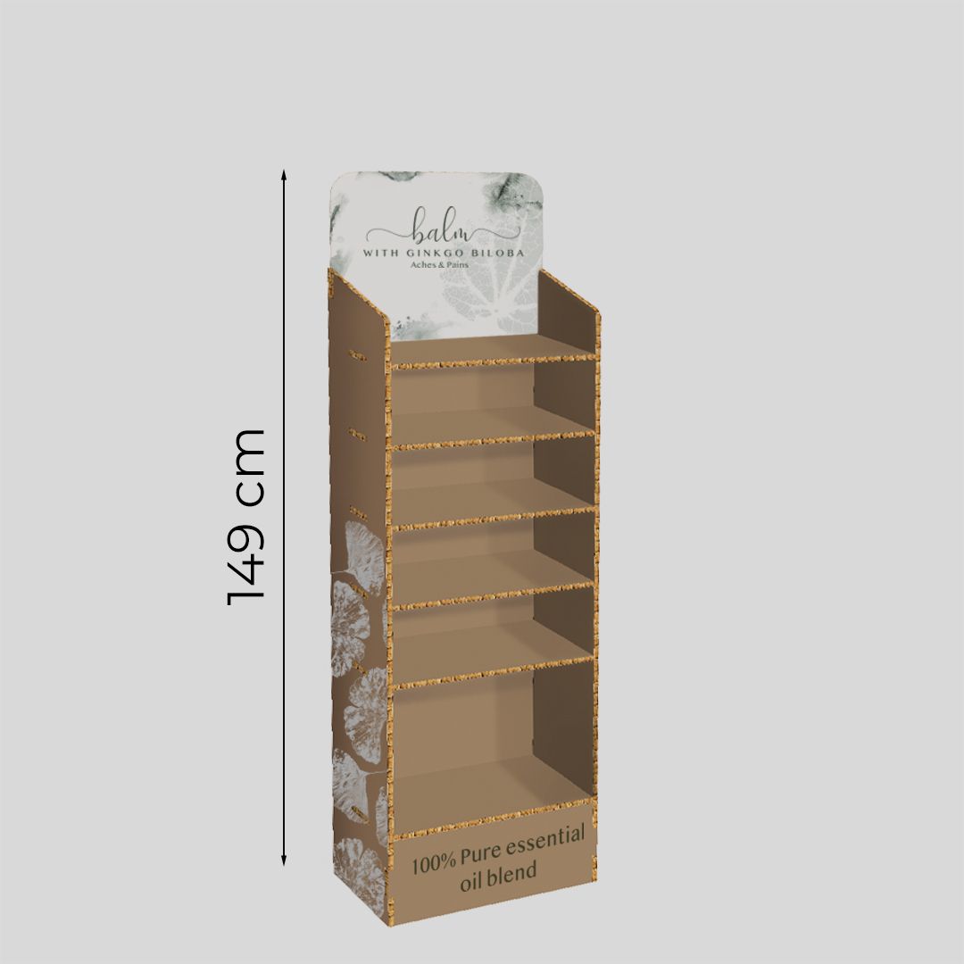 Espositore da terra avana con 6 ripiani Grid S