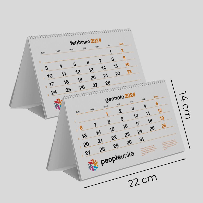 Calendario da tavolo 22x14 - 7 fogli (14 facciate) senza foto