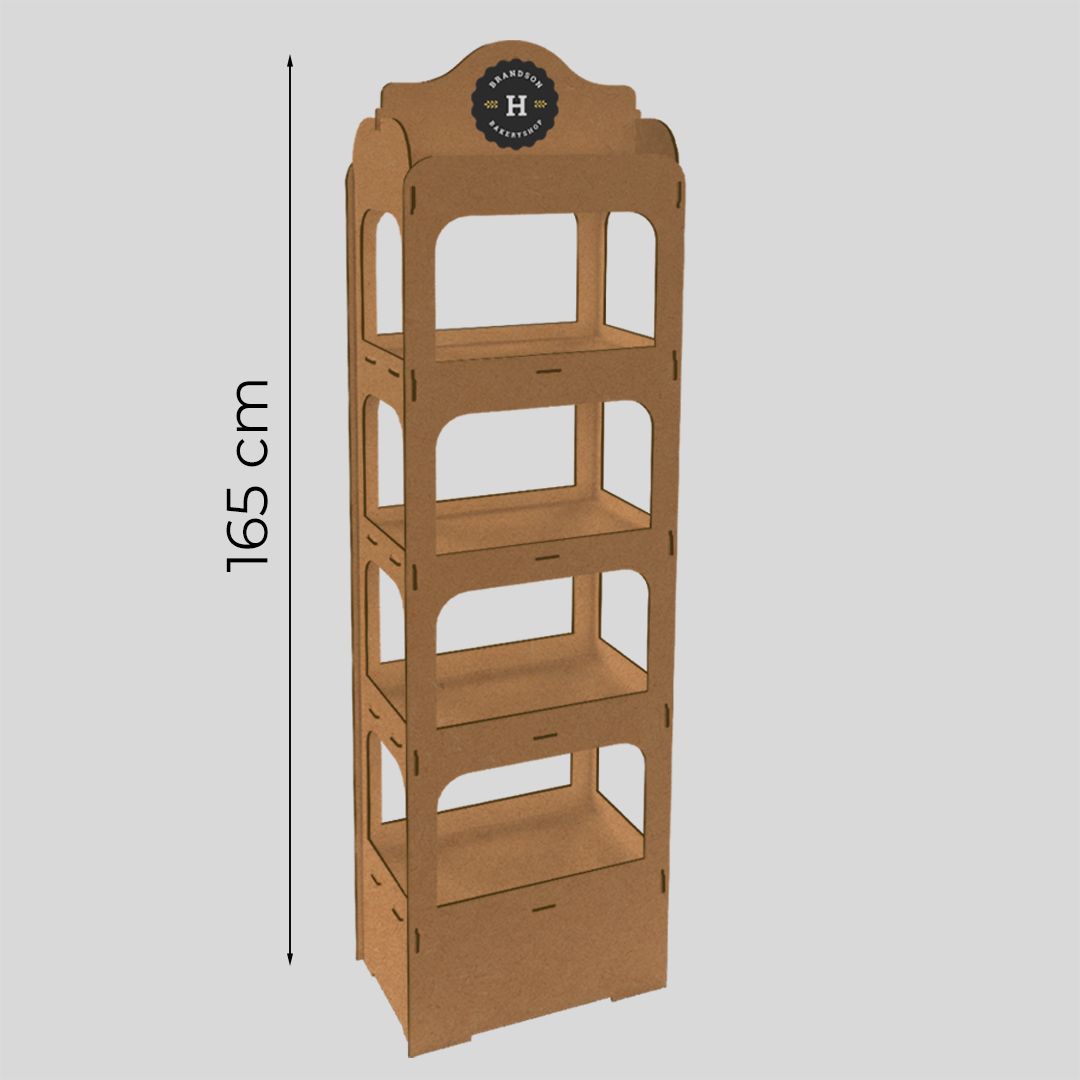 Espositore da terra in legno con 4 ripiani Oak