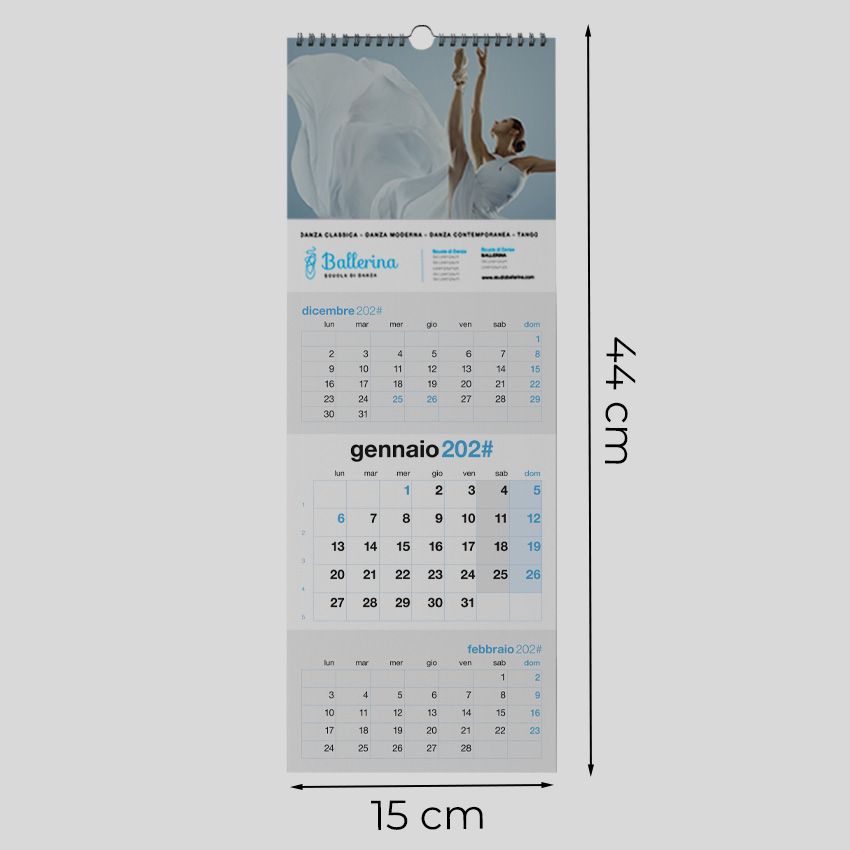 Calendario da parete 15x44 - 6 fogli (12 facciate)