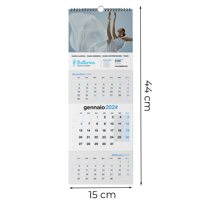 Calendario da parete 15x44 - 6 fogli (12 facciate)