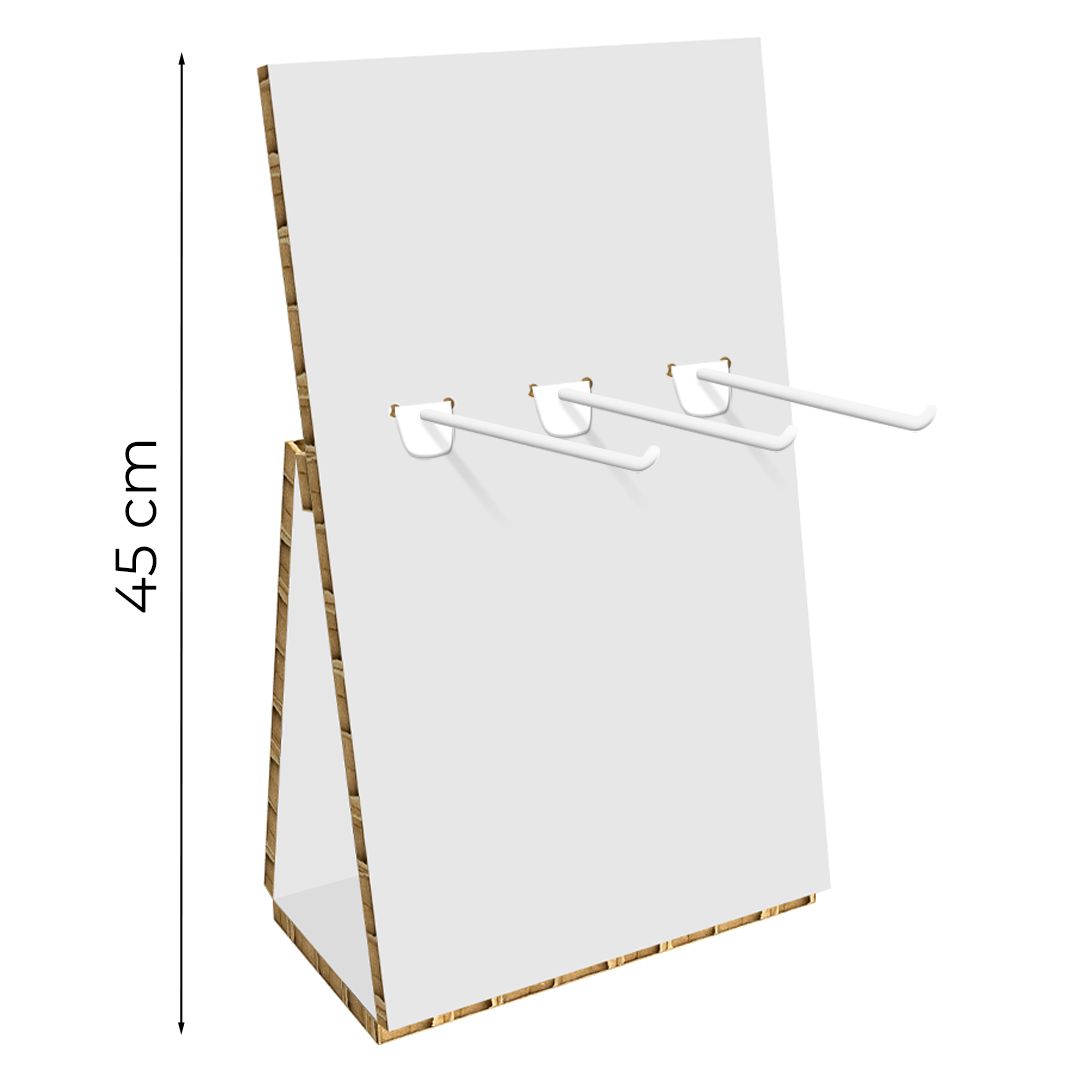 Espositore da banco con ganci in cartone alveolare Stick L