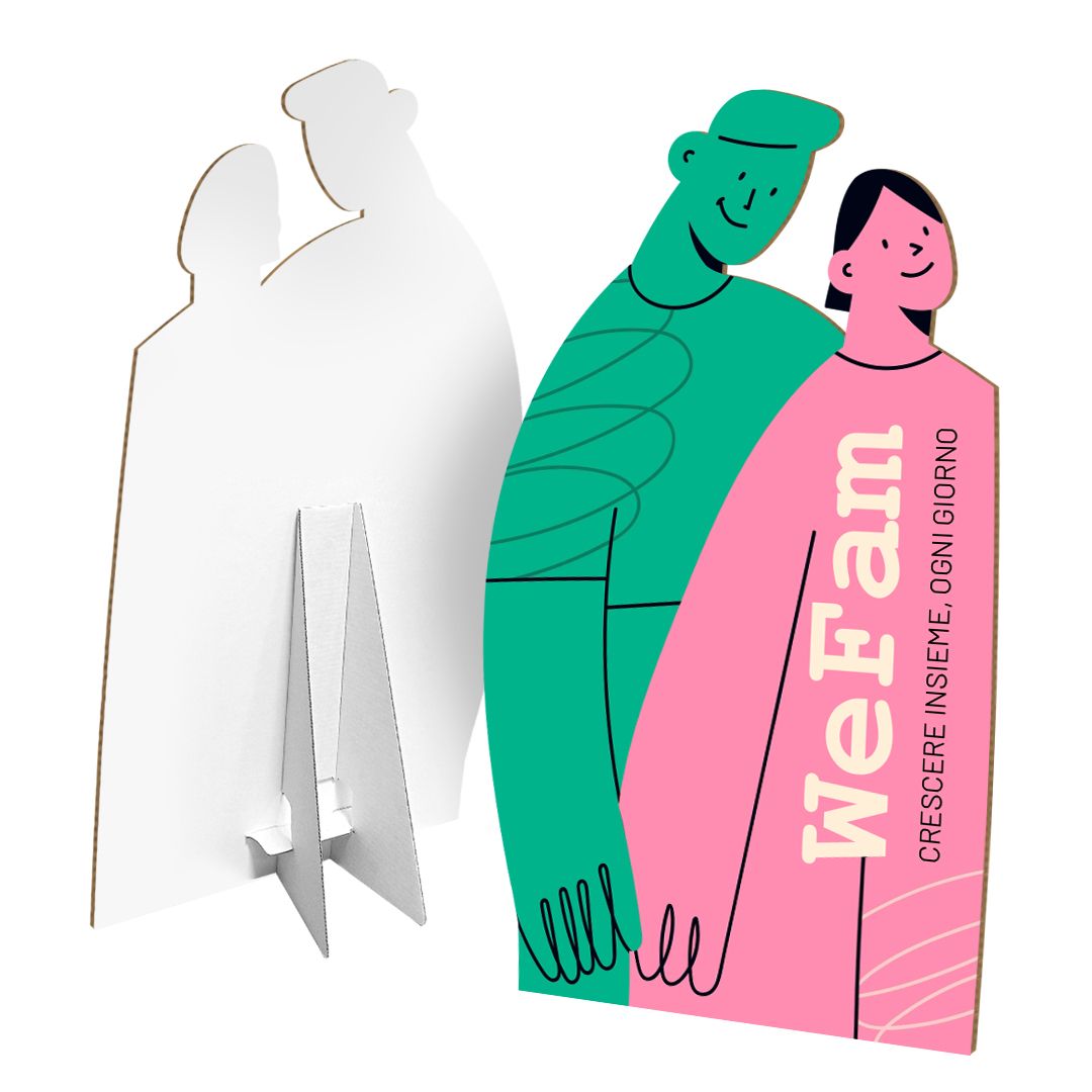 Sagomati in cartone con piedone sul retro