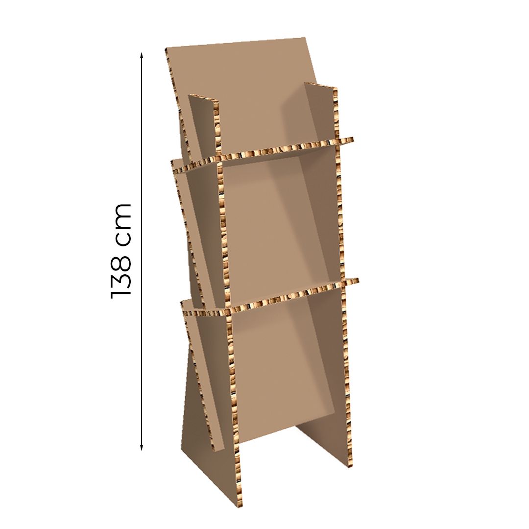 Espositore da terra avana con 2 ripiani Library