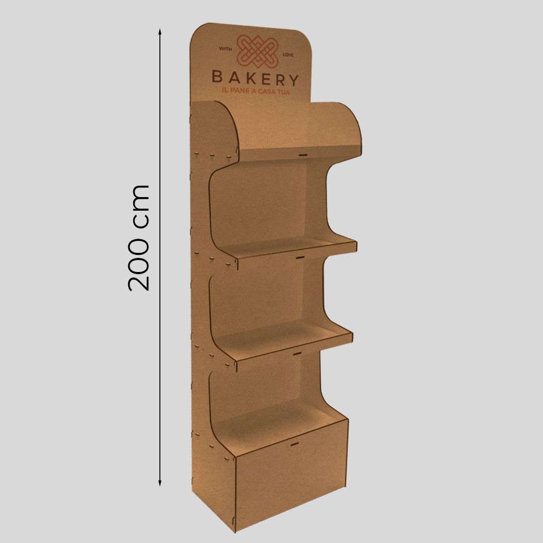 Espositore da terra in legno con 4 ripiani Cedar