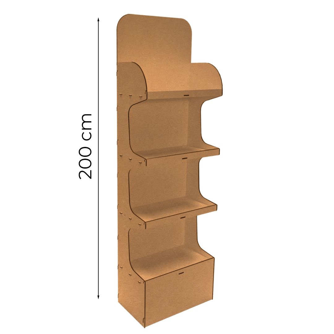 Espositore da terra in legno con 4 ripiani Cedar