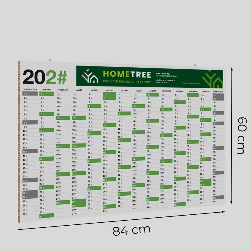Calendario rigido in cartone da parete 84x60