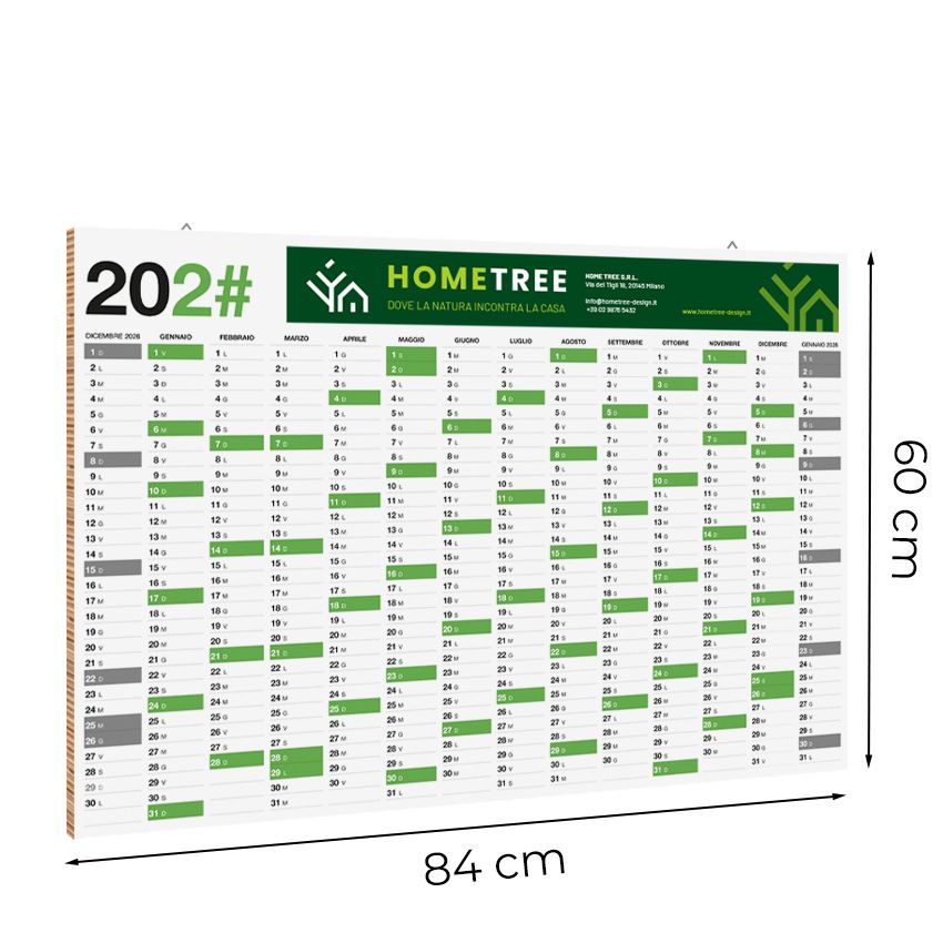 Calendario rigido in cartone da parete 84x60