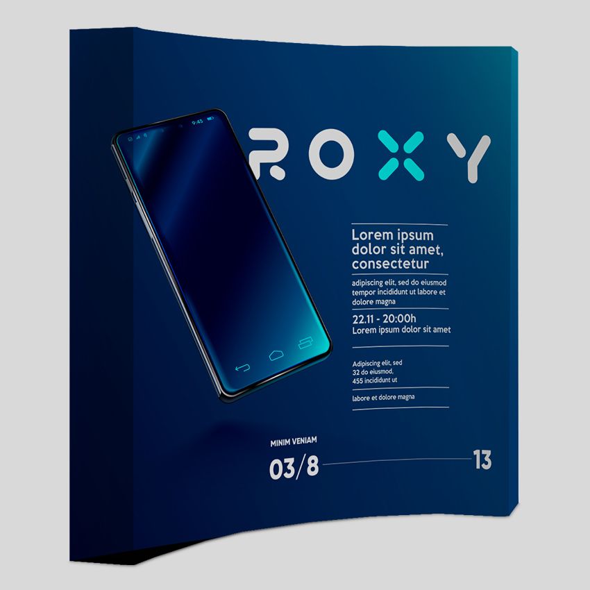 Espositore hop up curvo in tessuto