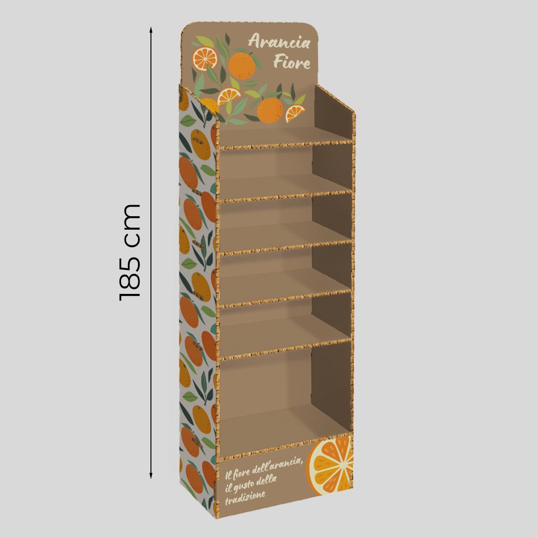 Espositore da terra avana con 6 ripiani Grid M