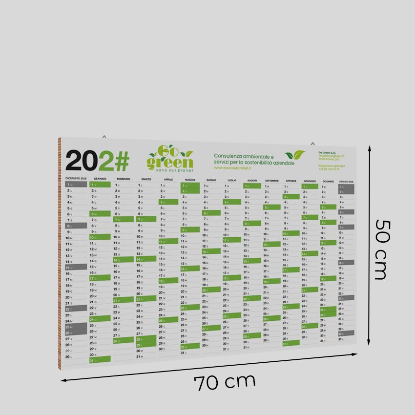 Calendario rigido in cartone da parete 70x50